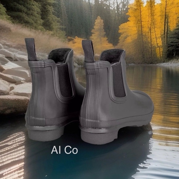 NEW! Hunter Women's Black Insulated Original Logo Chelsea Boots Sz 9 Waterproof - Picture 5 of 10